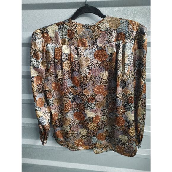 Vintage Eva Laurel Blouse Top Metallic Shoulder Pads Button Front Sz 10 - Picture 5 of 5